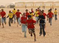 Children running in the AIMS Children's Series 2008 at the Sahara Marathon in the Smara refugee camp in the far west of Algeria